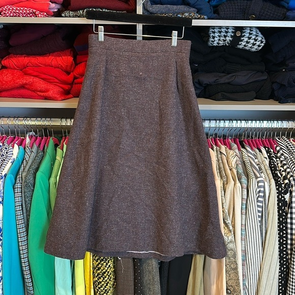 Vintage Angelo Fabrics aubergine pleated back zipper wool skirt size 7 - Picture 1 of 3